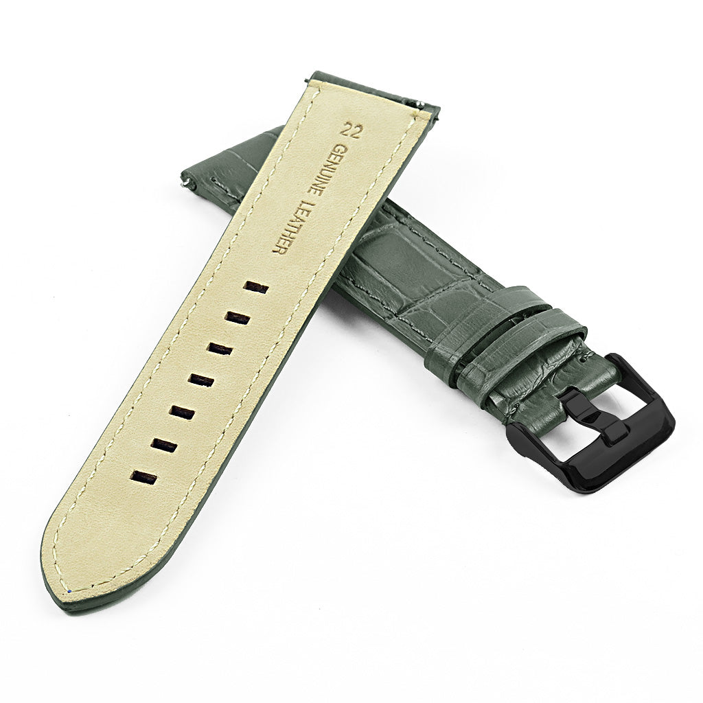 DASSARI Croc Embossed Italian Leather Strap with Black Buckle for Garmin Vivoactive 4