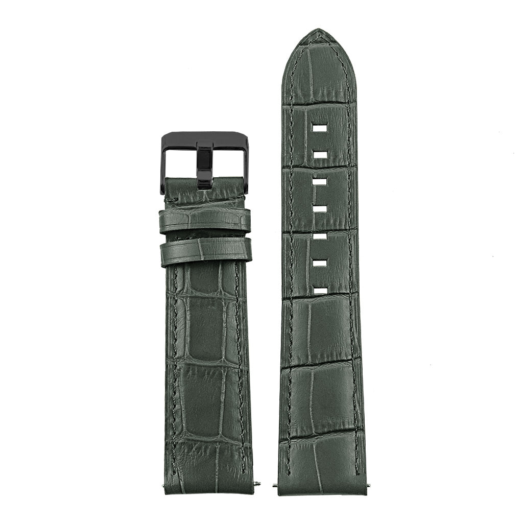 DASSARI Croc Embossed Italian Leather Strap with Black Buckle for Garmin Vivoactive 4