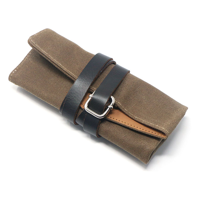 Waxed Canvas Watch Roll for 4 Watches