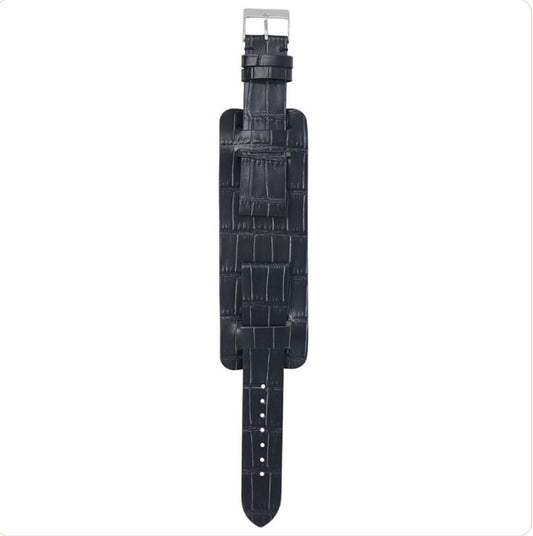 Dassari Vintage Alligator Embossed Leather Cuff Strap