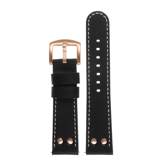 DASSARI Pilot Leather Watch Band w/ Rose Gold Rivets