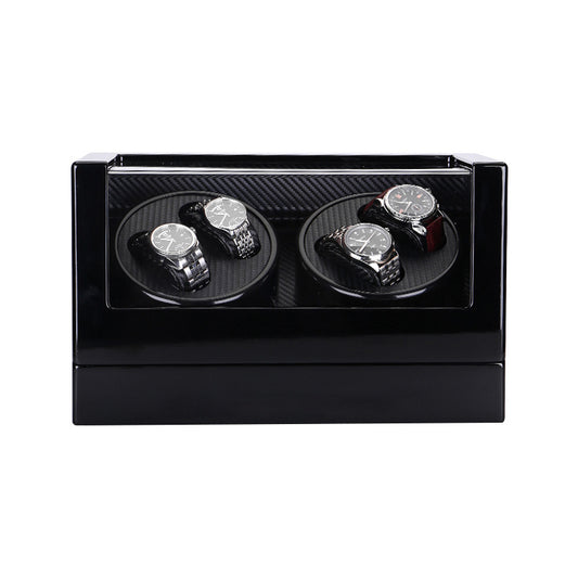 Piano Black & Carbon Fiber Watch Winder for 4 Watches