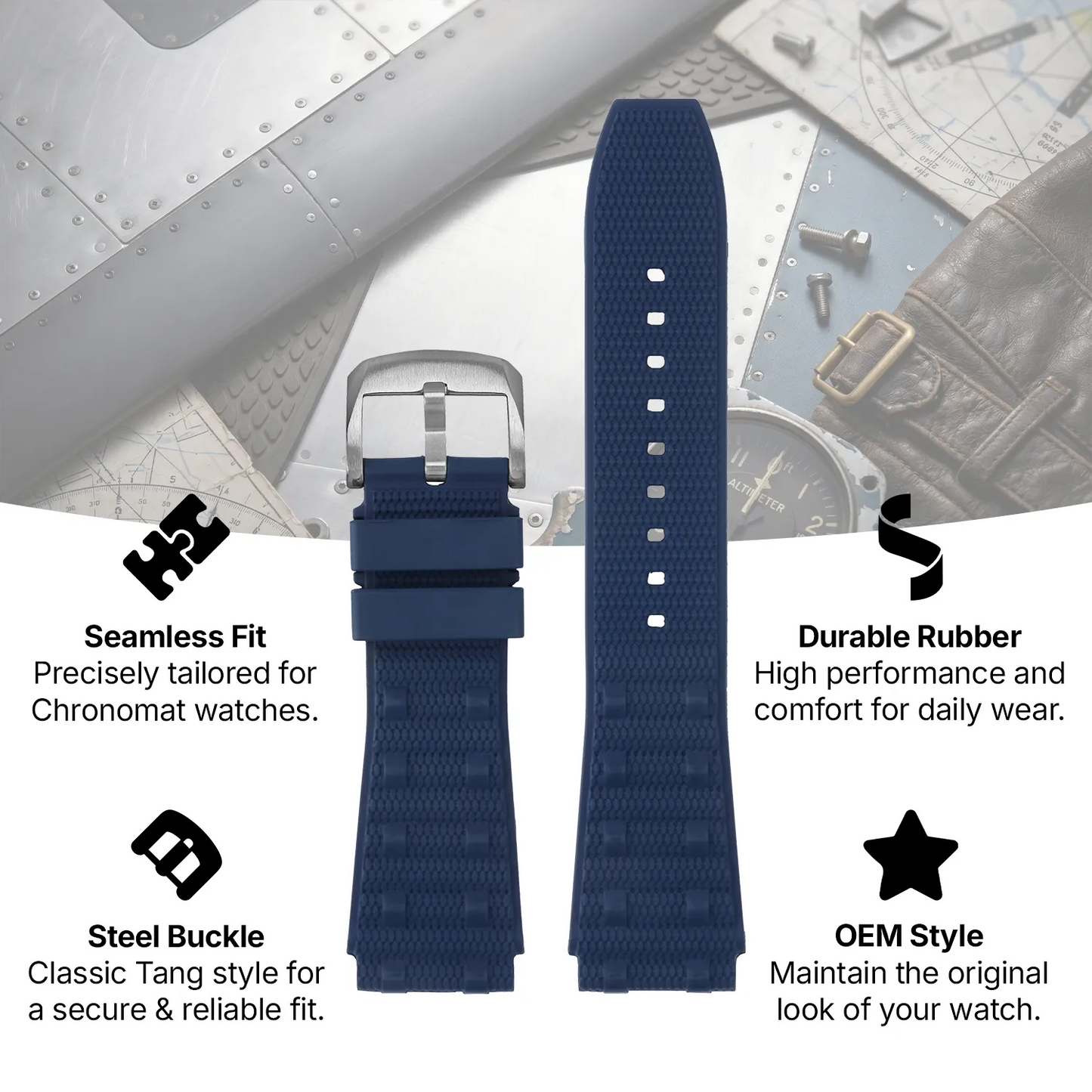 Fitted FKM Strap For Breitling Chronomat