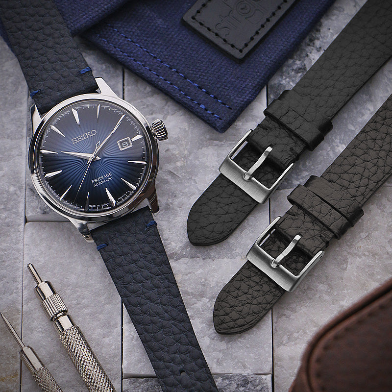 DASSARI Tapered Pebbled Leather Strap