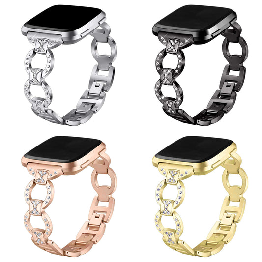 Link Bracelet w/ Rhinestones for Fitbit Versa & Versa 2