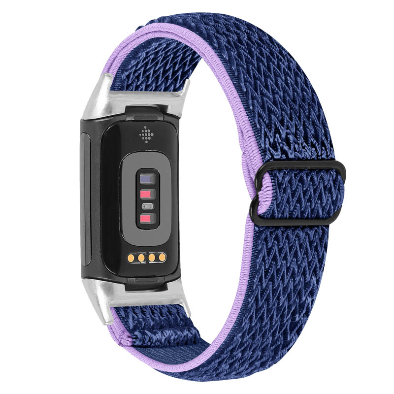 CUNUJIX 5 Cinturini In Nylon Elastici Per Fitbit Charge 6 E Charge 5 - Regolabili (120-205 Mm) - Multicolore