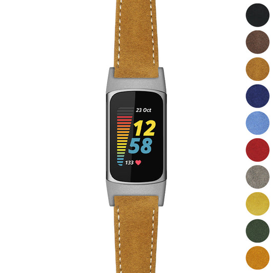 Stitched Suede Strap  For Fitbit Charge 5