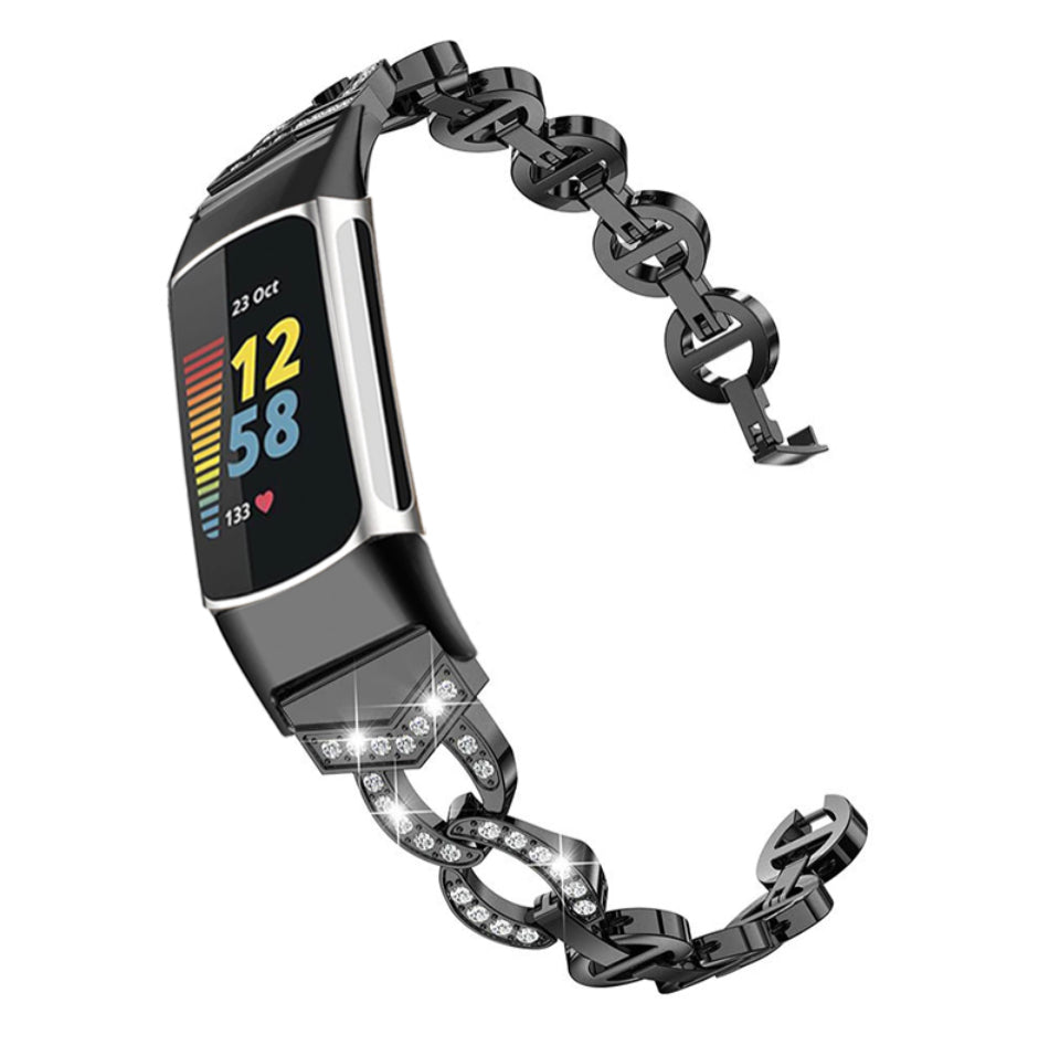 RHINESTONE CIRCLE LINK BRACELET FOR FITBIT CHARGE 5