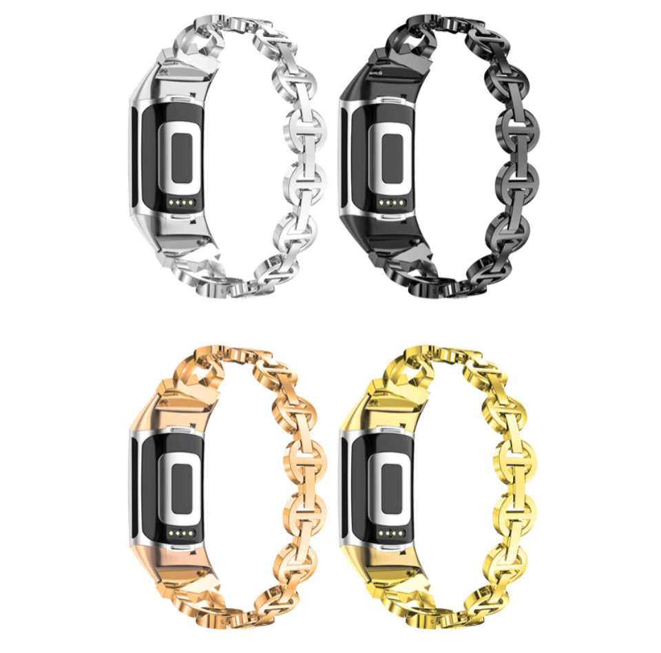 RHINESTONE CIRCLE LINK BRACELET FOR FITBIT CHARGE 5
