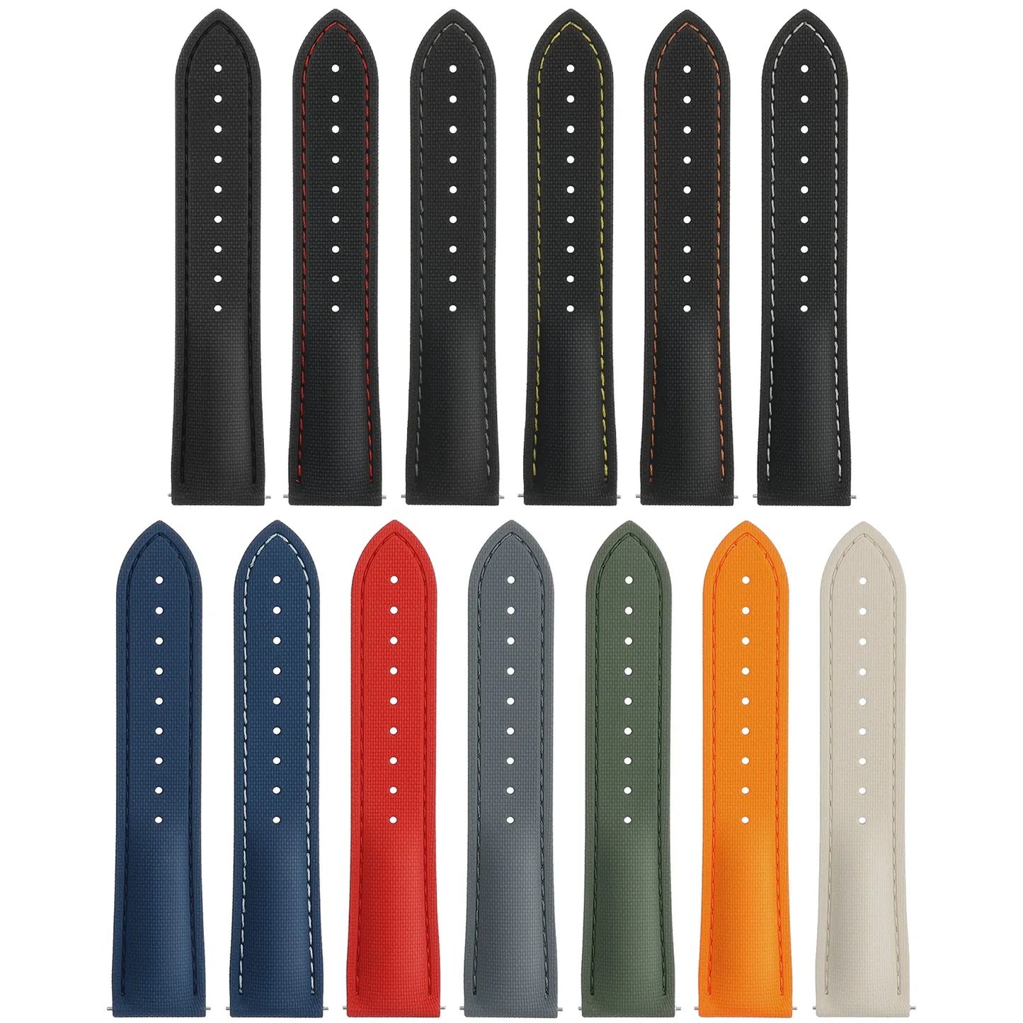 Stitched FKM Hybrid Strap with Deployant Clasp