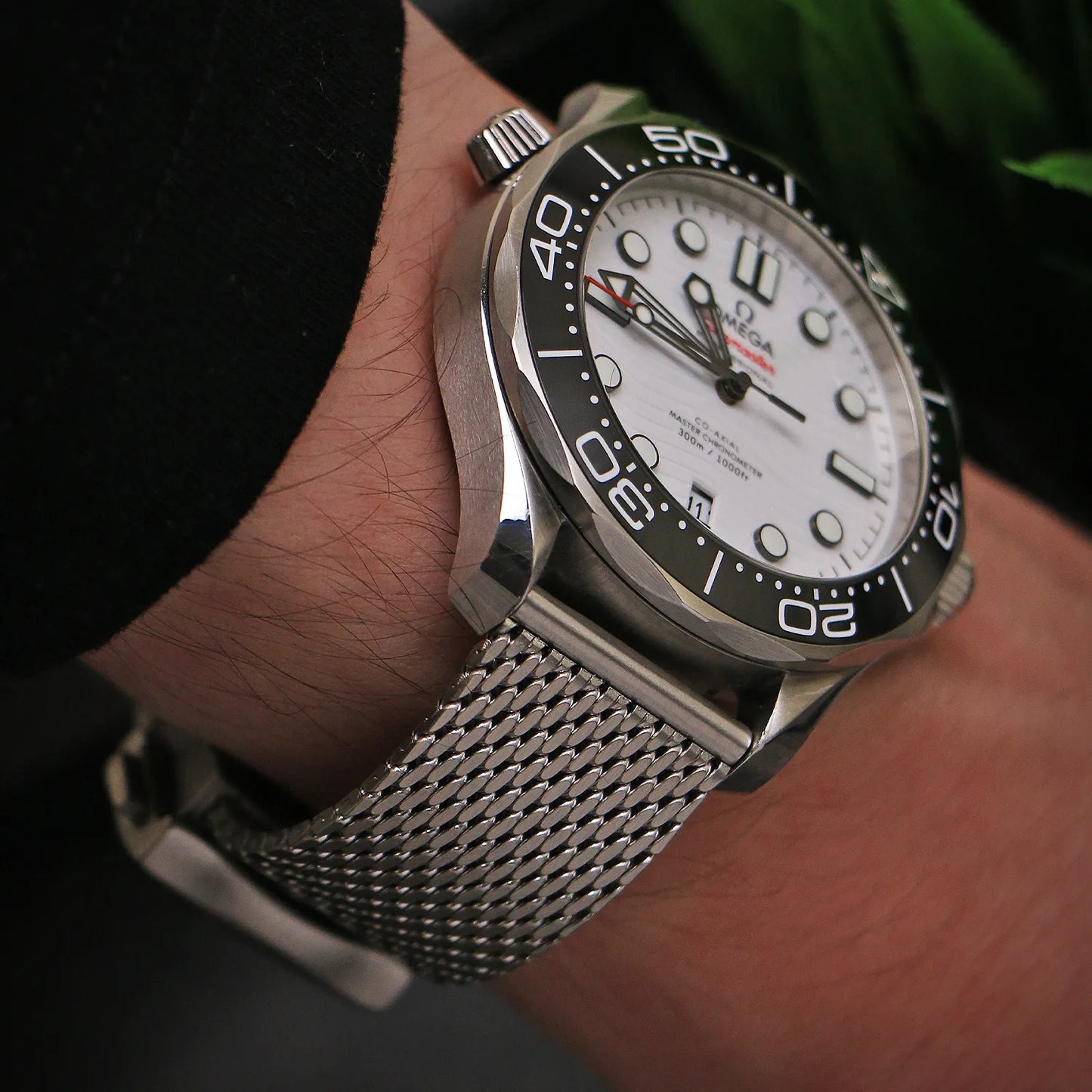 Mesh Bracelet with Deployant Clasp For Omega Seamaster
