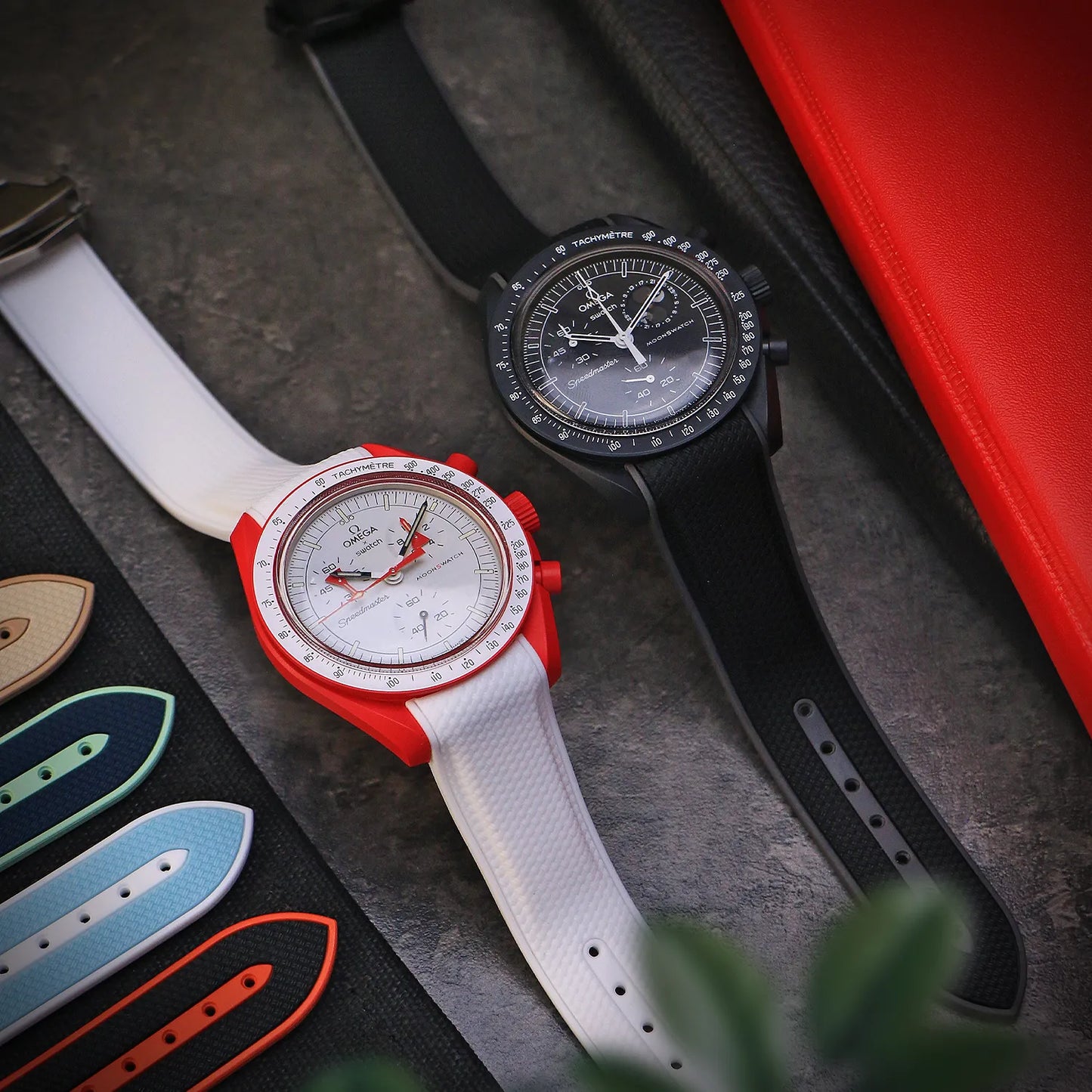 Fitted ColorBlock Strap with Clasp For Moonswatch