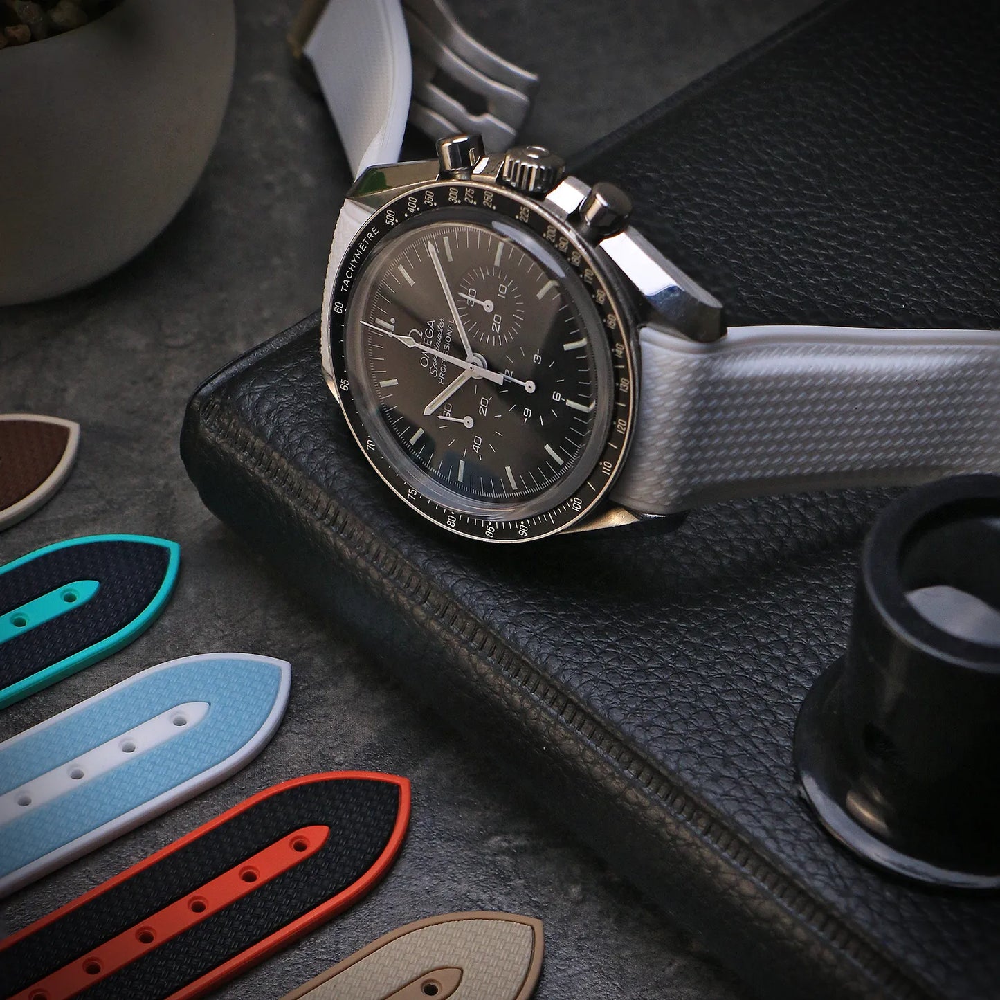 Fitted ColorBlock Strap with Clasp For Omega Speedmaster