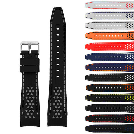 Rubber Perforated Rally Strap with Curved Ends For MoonSwatch