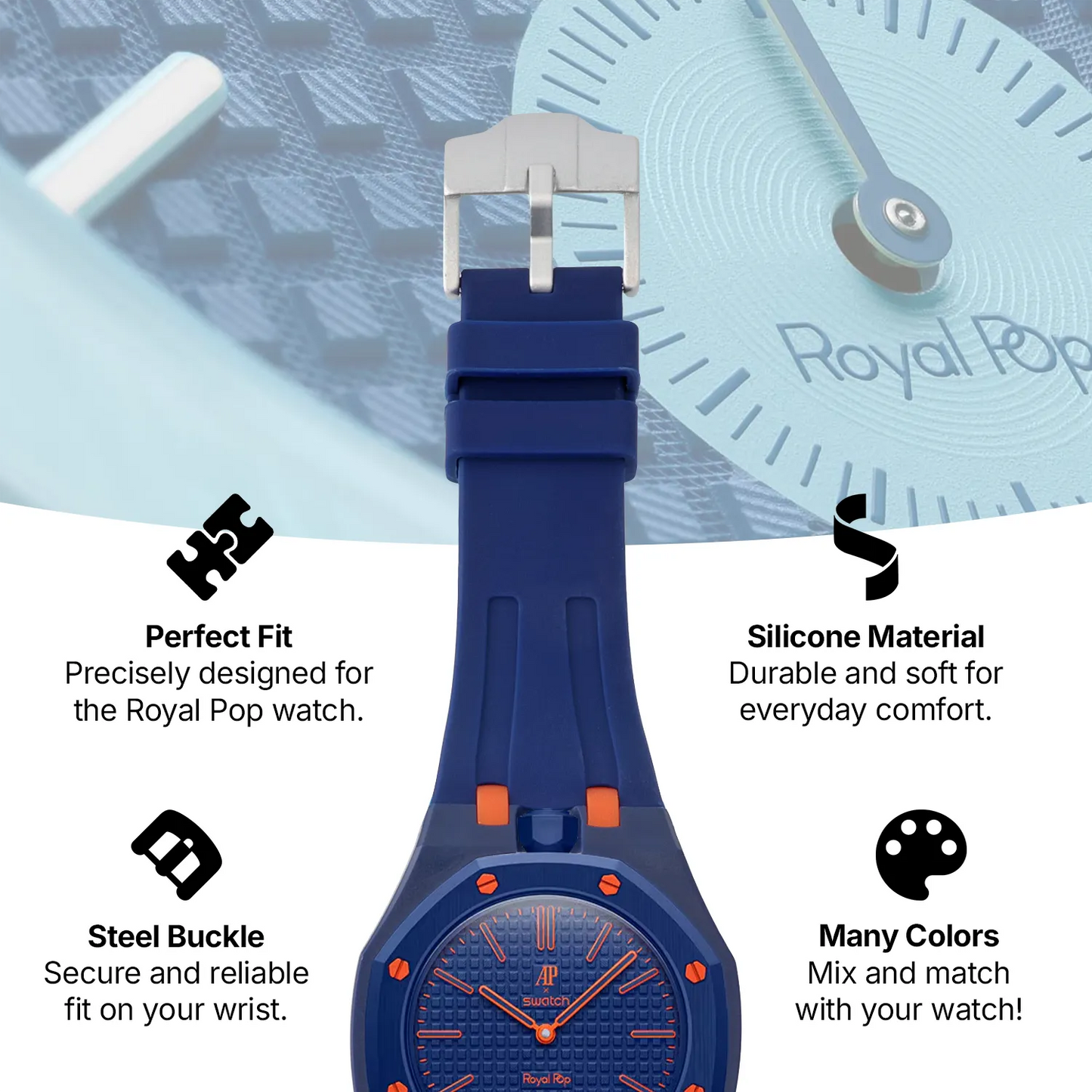 Precision Fit Rubber Strap For Swatch x AP Royal Pop