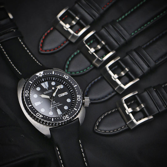 DASSARI Fitted Stitched Leather Strap For Seiko Turtle