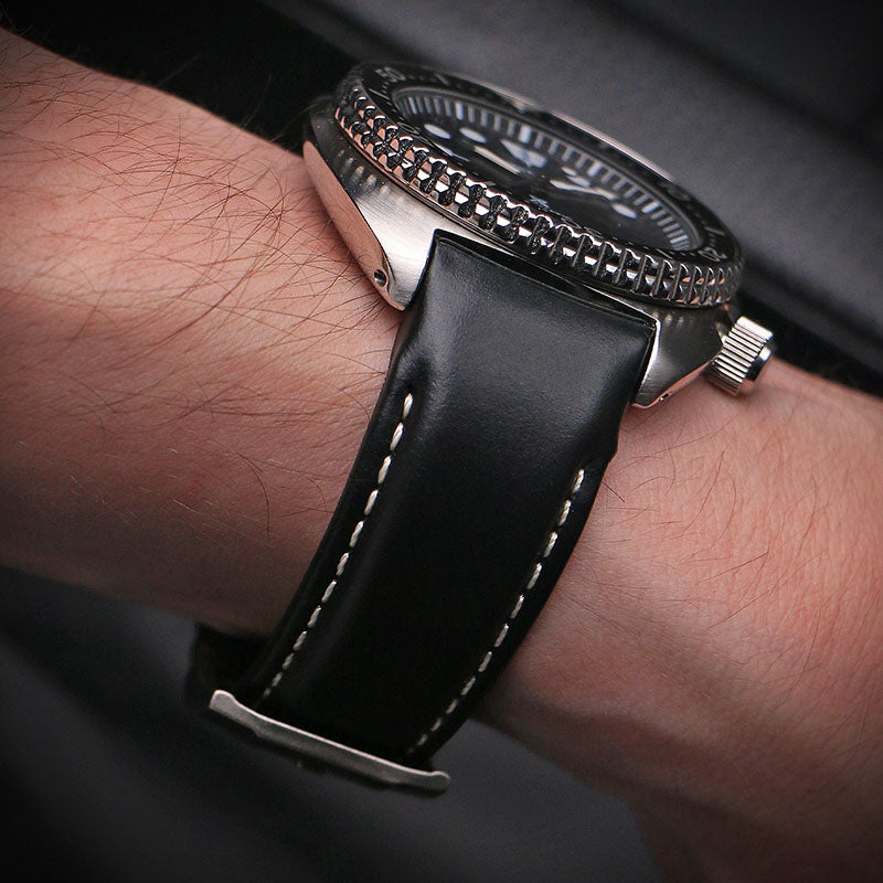 DASSARI Fitted Stitched Leather Strap For Seiko Turtle