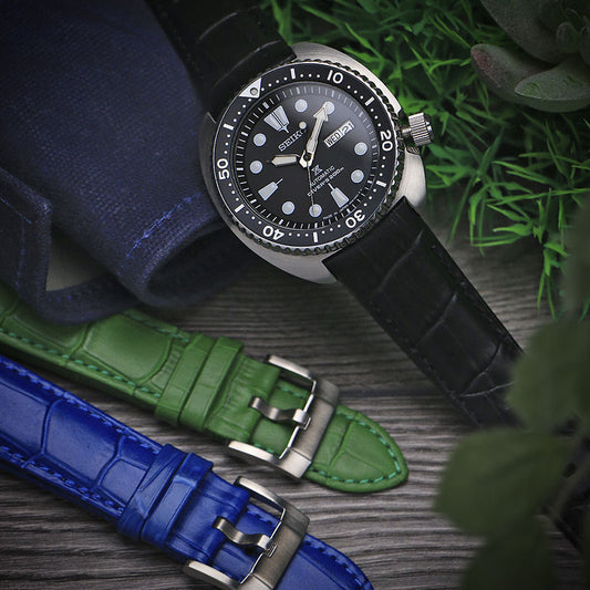 DASSARI Fitted Croc Leather Strap For Seiko Turtle