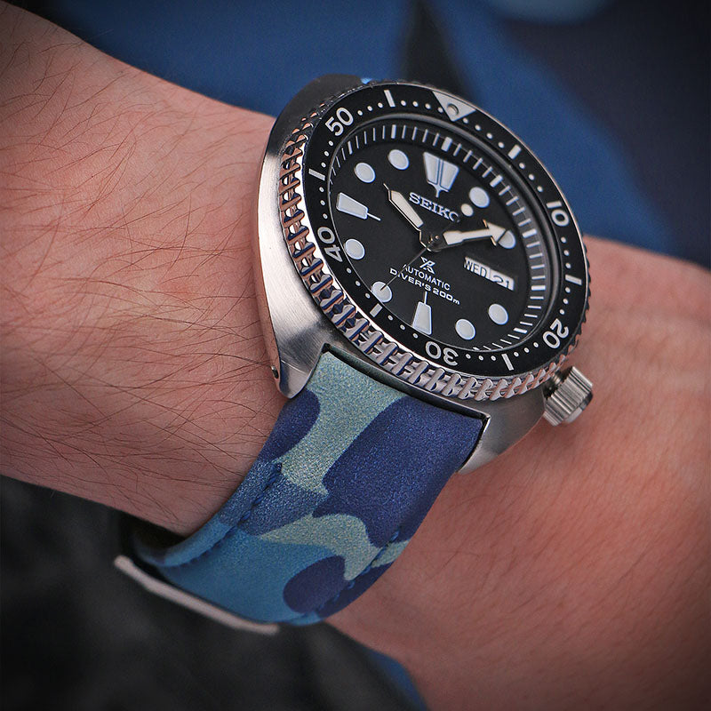 DASSARI Fitted Camo Leather Strap For Seiko Turtle