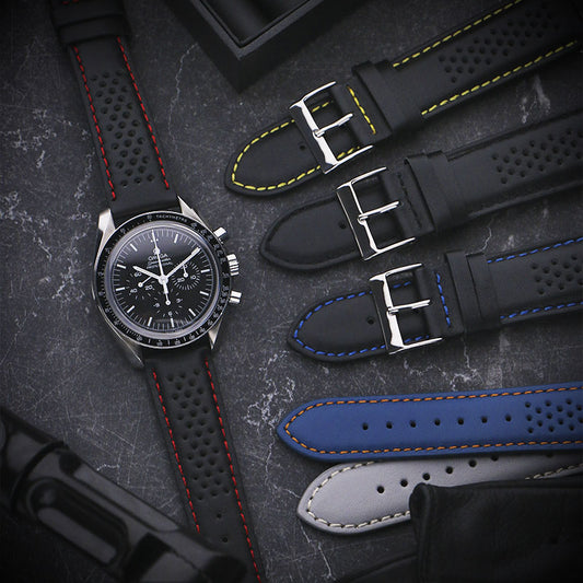 Perforated Rally Strap with Black Buckle – Quick Release (19mm & 21mm)