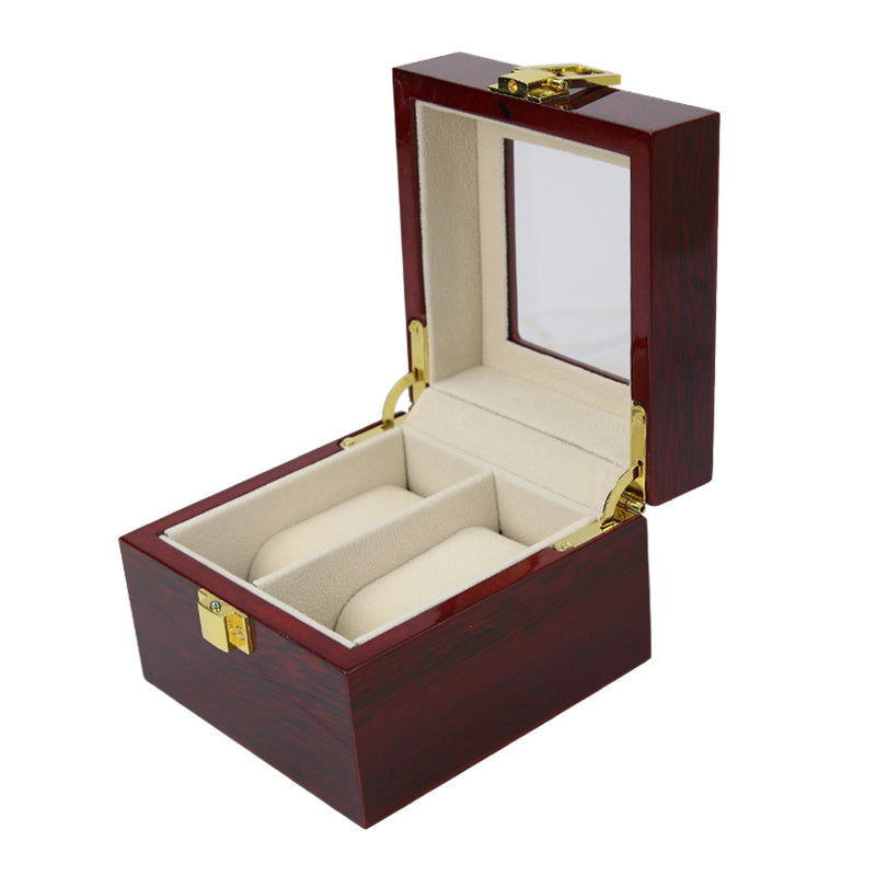 Windowed Wood Watch Box for 2 Watches
