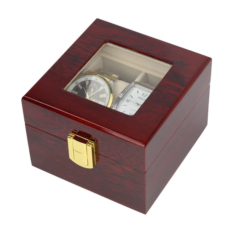 Windowed Wood Watch Box for 2 Watches