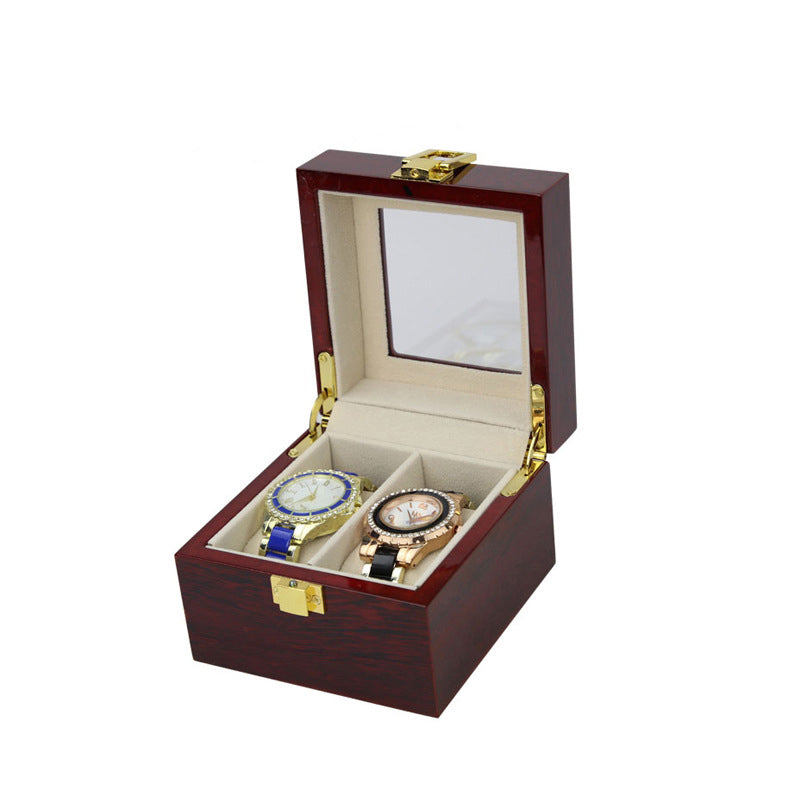 Windowed Wood Watch Box for 2 Watches