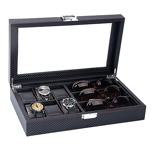 Carbon Fiber Watch & Sunglasses Storage for 6 Watches