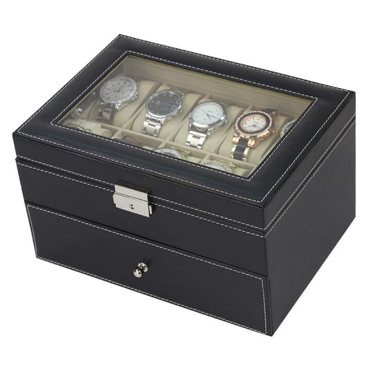 Double Layer Combination Watch, Sunglasses and Jewelry Box for 10 Watches