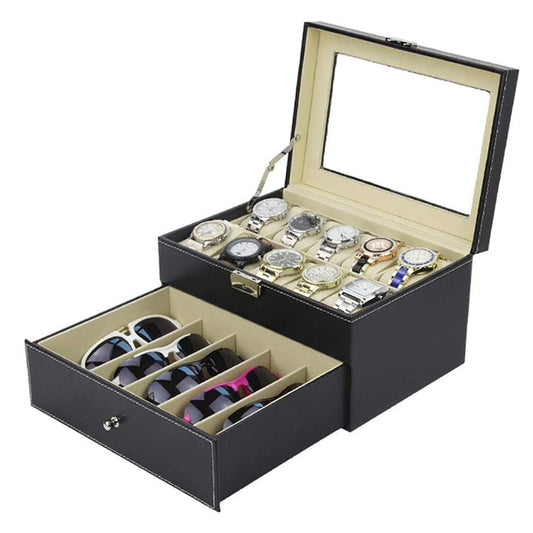 Double Layer Combination Watch Sunglasses Box for 10 Watches