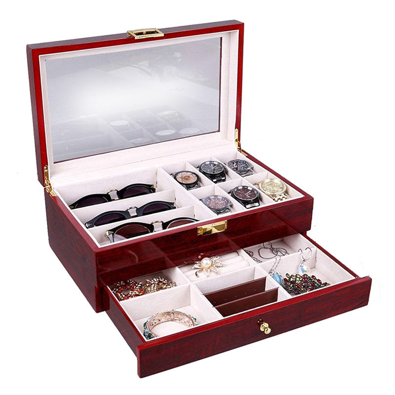 Cherry Double Layer Combination Watch, Sunglasses & Jewelry Box