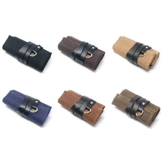Waxed Canvas Watch Roll for 5 Watches