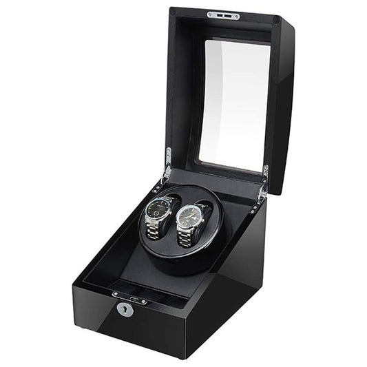 Piano Black Double Watch Winder with Storage