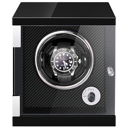 Piano Black Watch Winder with Carbon Fiber Interior for 1