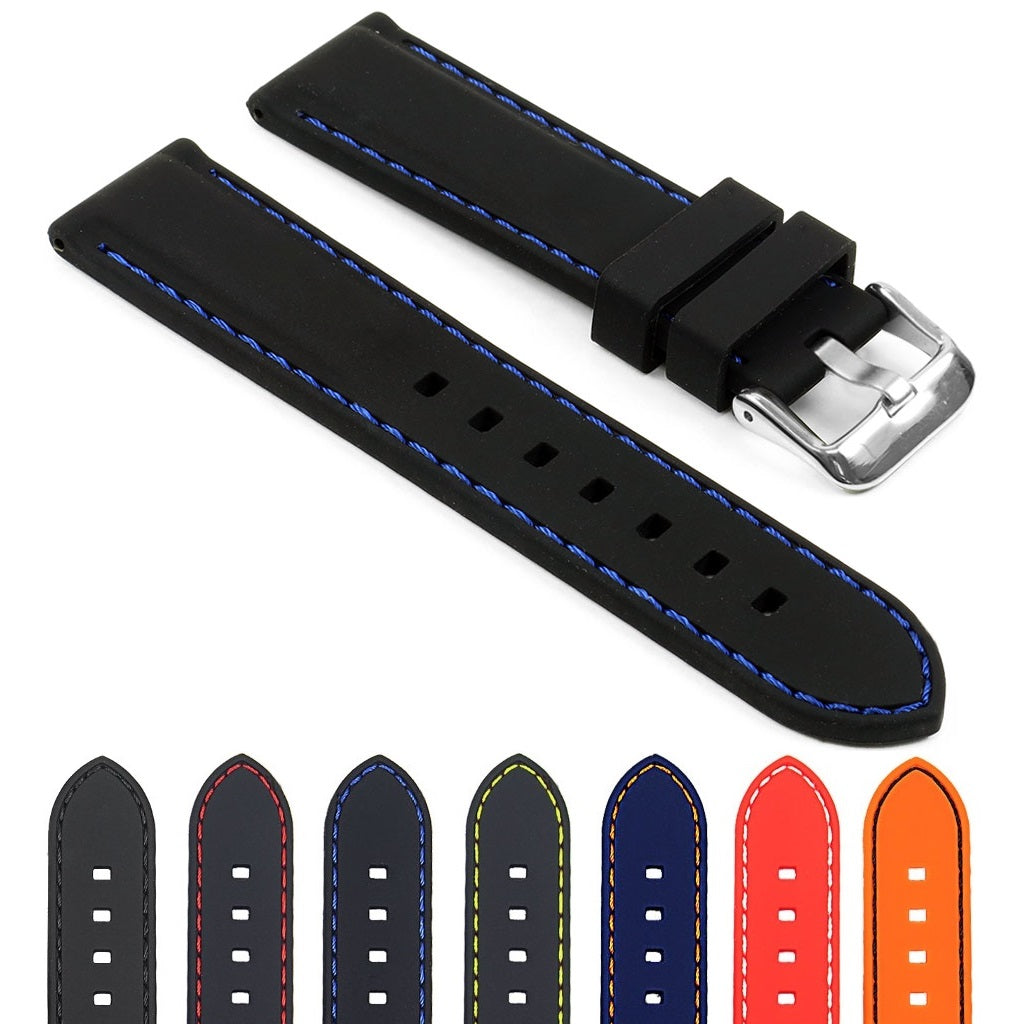 18mm Rubber Smart Watch Strap w/ Stitching