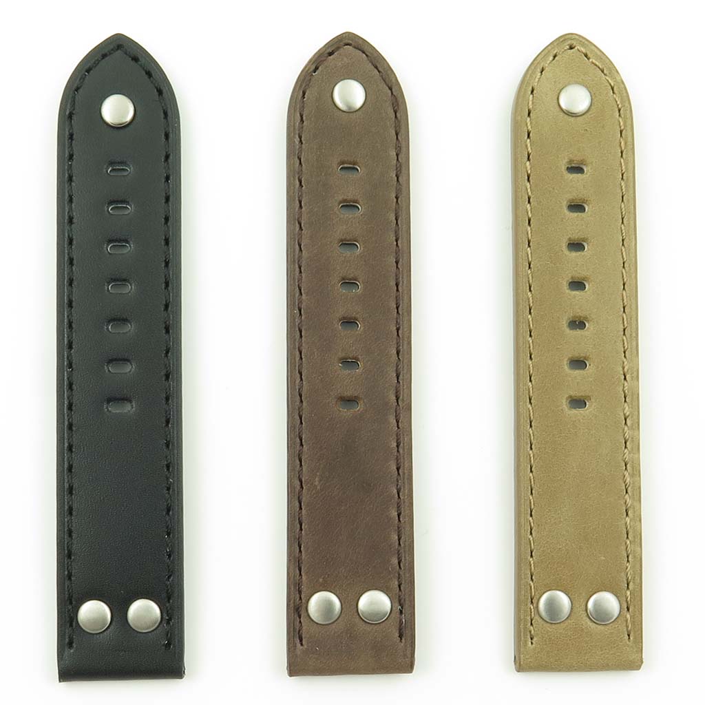 DASSARI Liberty Leather Strap w/ Metal Keeper & Rivets for Garmin Forerunner 745