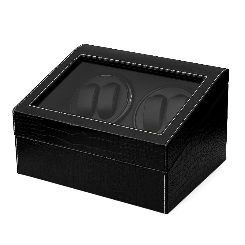 Alligator Leatherette Watch Winder for 4 Watches