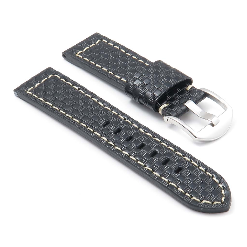 DASSARI Azure Carbon Fiber Leather Strap for Fitbit Sense