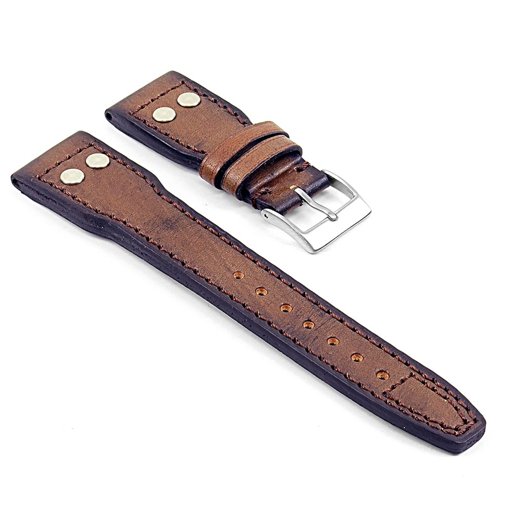 DASSARI Continental Vintage Italian Leather Strap w/ Rivets - Standard Length - Out of Stock