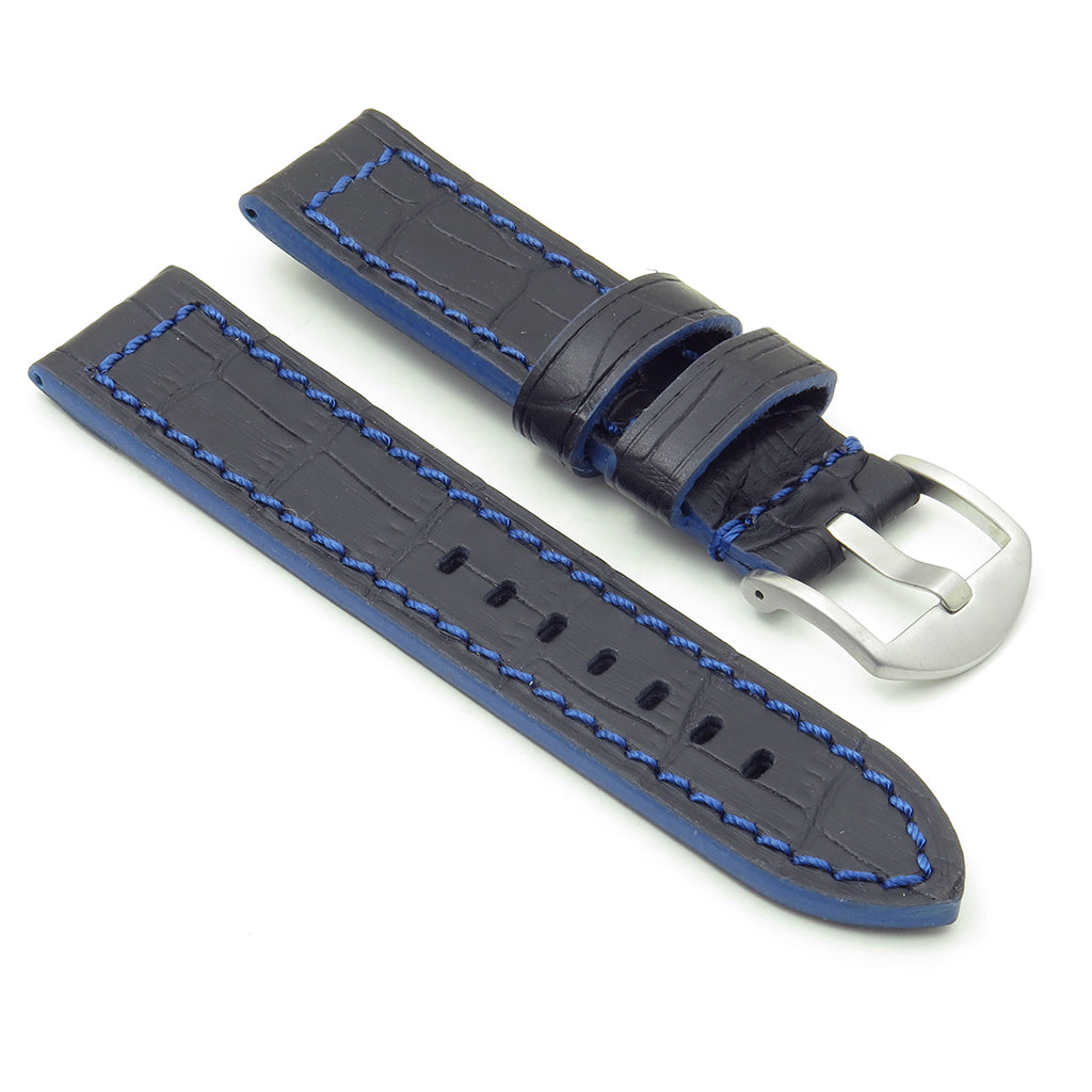 DASSARI Flash Thick Croc Embossed Leather Strap with Contrasting Colors