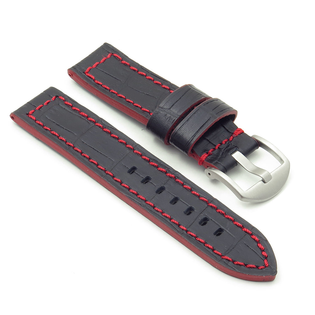 DASSARI Flash Thick Croc Embossed Leather Strap with Contrasting Colors