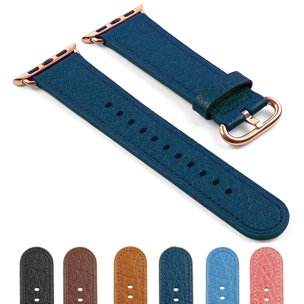 DASSARI Textured Finish Leather Strap w/ Black Buckle For Apple Watch