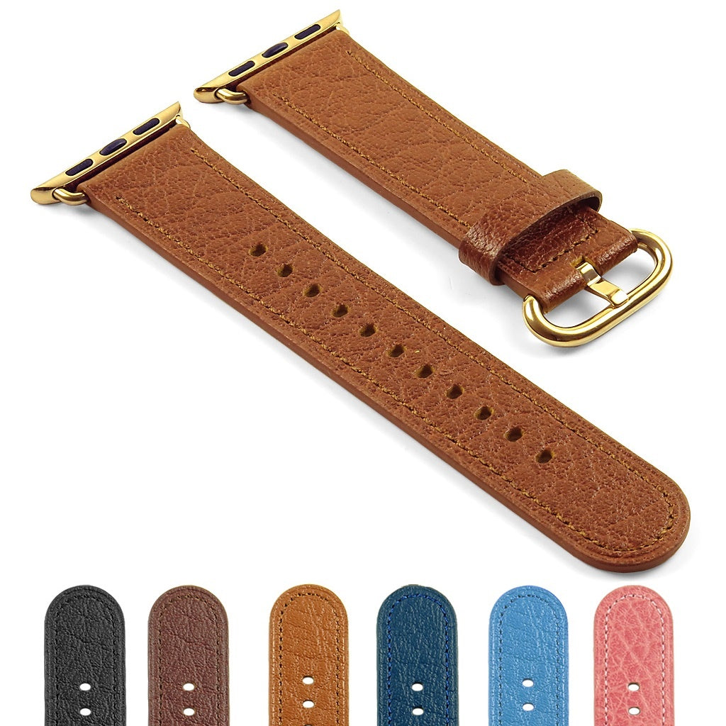DASSARI Textured Finish Leather Strap w/ Rose Gold Buckle For Apple