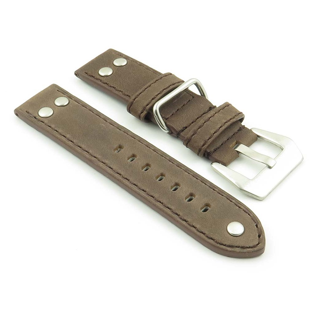 DASSARI Liberty Leather Strap w/ Metal Keeper & Rivets for Garmin Forerunner 745