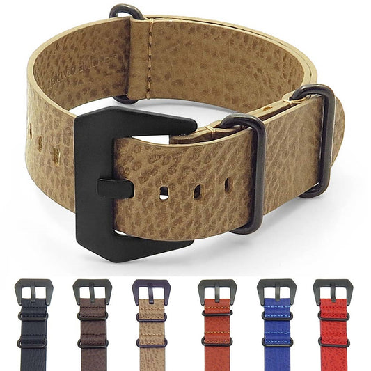 DASSARI Concrete Textured Italian Leather NATO Strap with Black Buckle