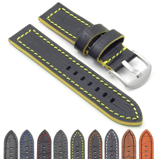 DASSARI Flash Thick Croc Embossed Leather Strap with Contrasting Colors