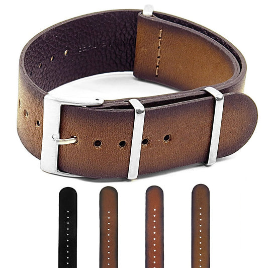 DASSARI Marquis Vintage Hand Finished Italian Leather NATO Strap