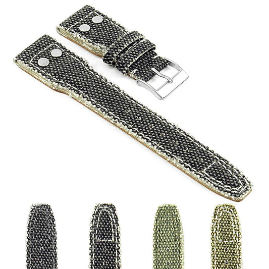 DASSARI Weave Frayed Edge Canvas Strap w/ Rivets