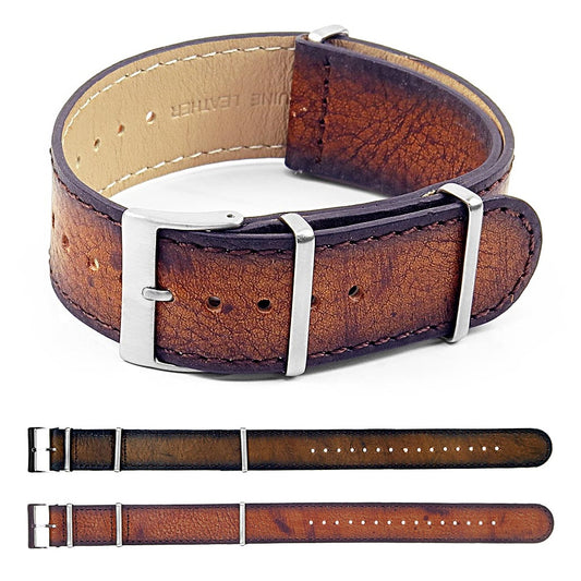 DASSARI Woodland Premium Vintage Italian Leather NATO Strap