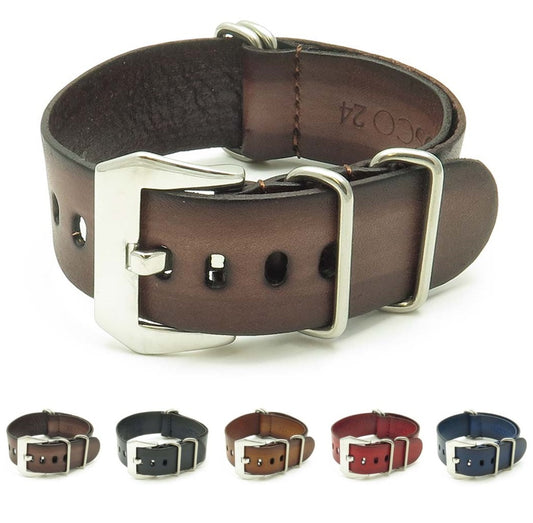 Faded Vintage Leather NATO Strap w/ Pre V Buckle